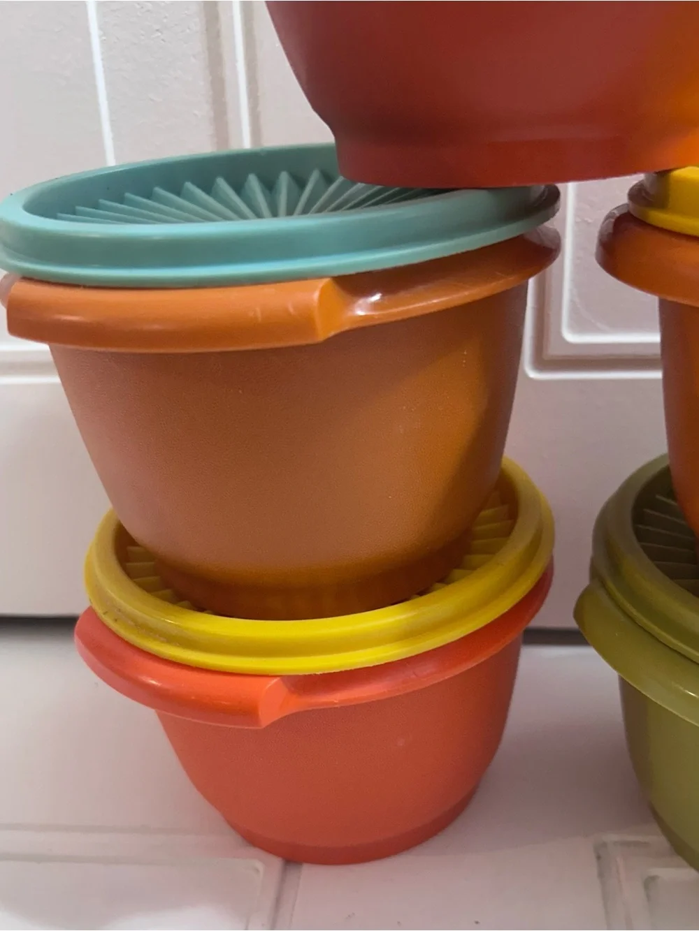 10 pieces Vintage 1970 Tupperware food Storage Bowl Set- Multi-Color